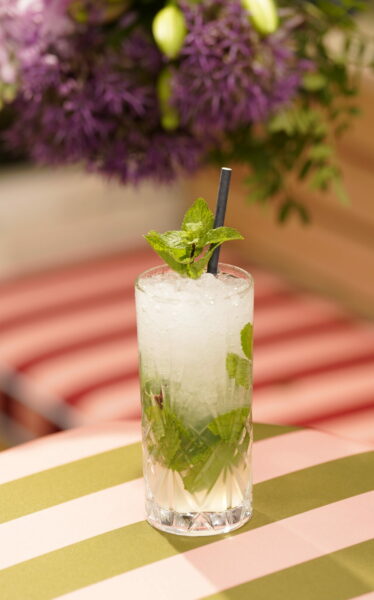 Close up of a cocktail with mint