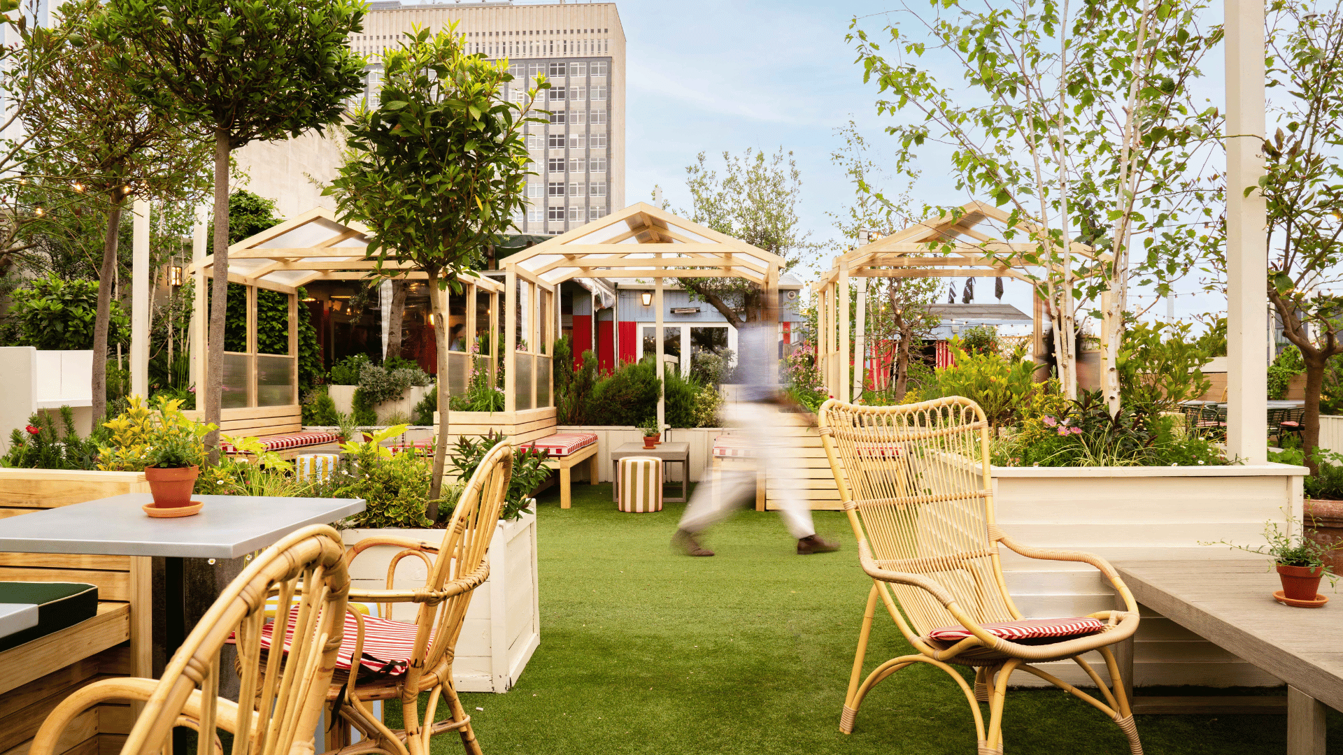 Rooftop space with private seating