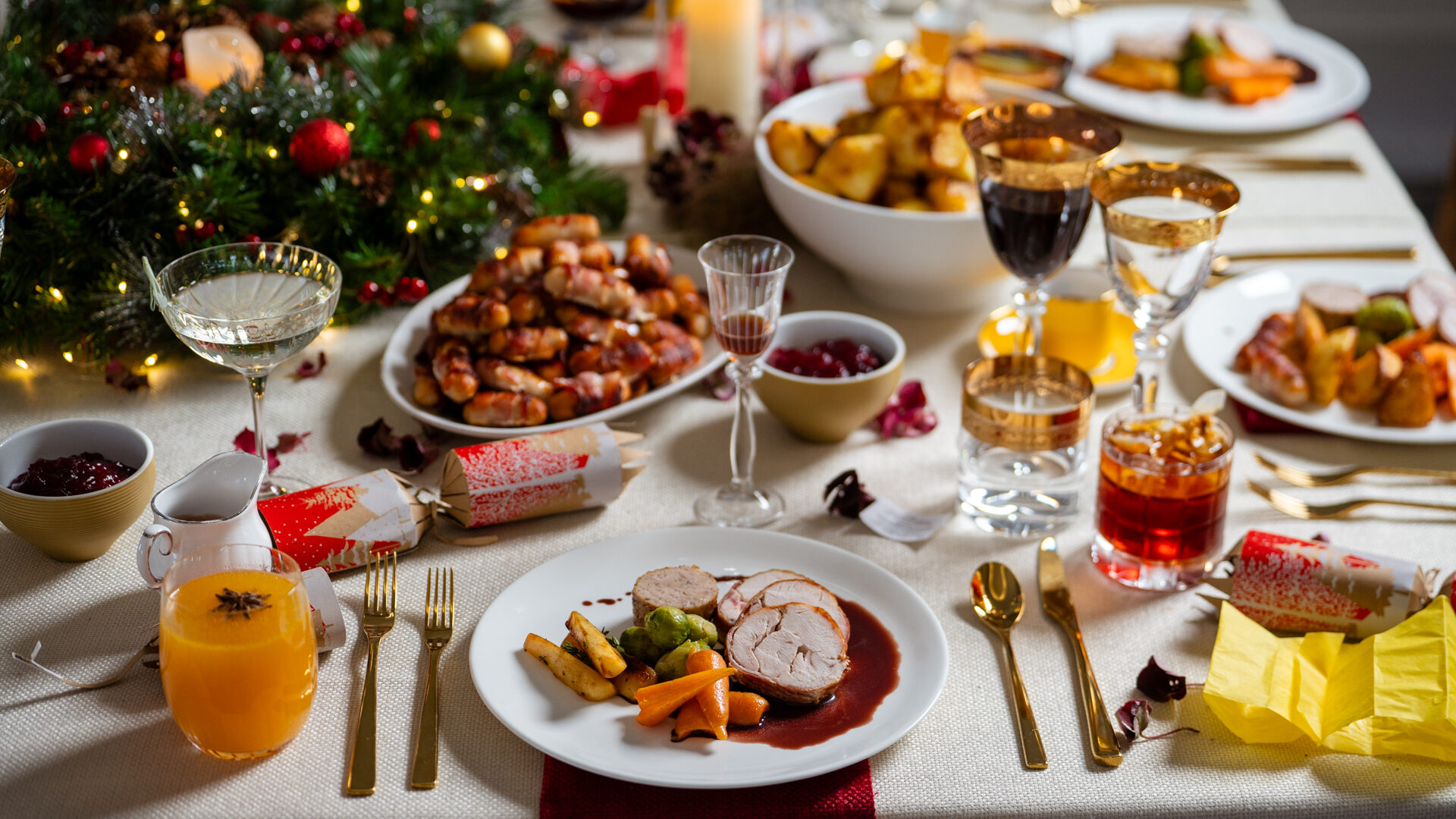 Table set for a festive meal